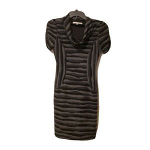 Evan Picone Striped Black Grey Career Dress